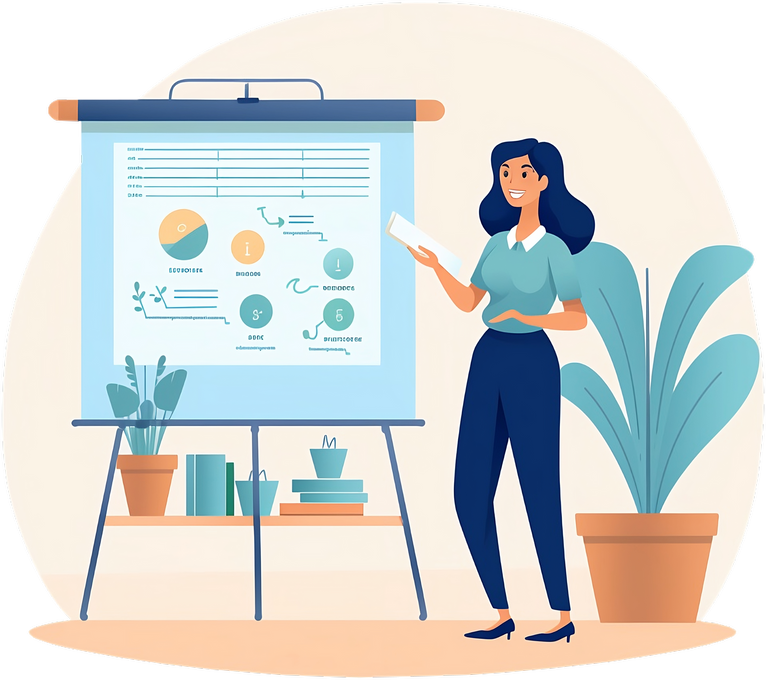 A woman teaching finance Fintech Illustration